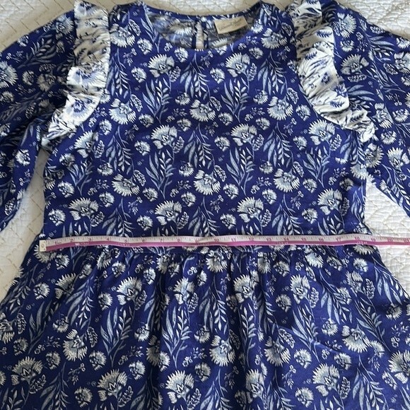 Universal Thread Blue Floral Print Puff 3/4 Sleeve Ruffle Top Blouse Size Small - Picture 13 of 16